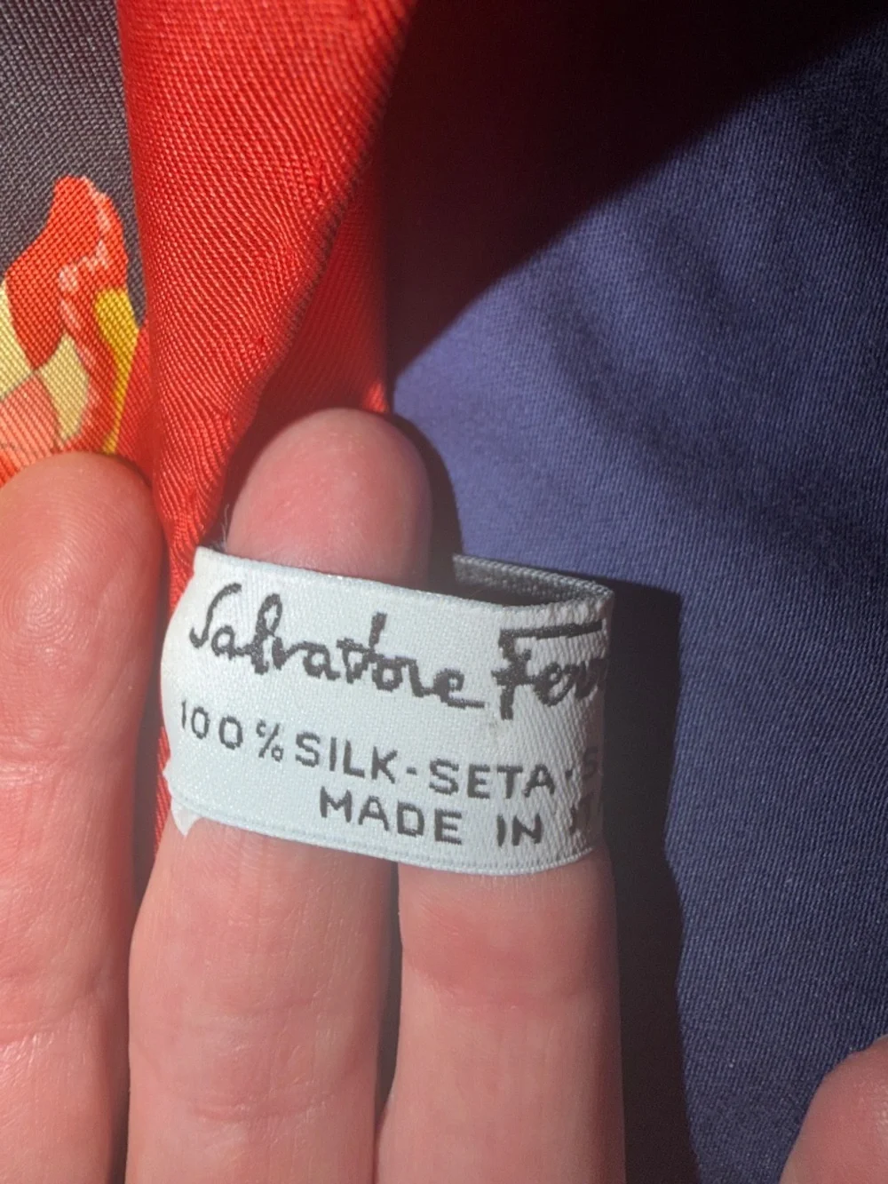 Vintage Salvatore Ferragamo 100% Silk Scarf – Dog Print – Red & Black – Made in